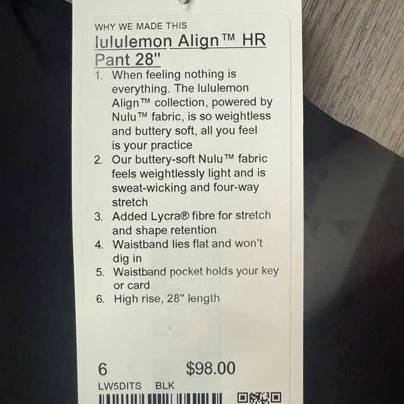 Lululemon Align HR Pant 28" Size 6 - Picture 2 of 4
